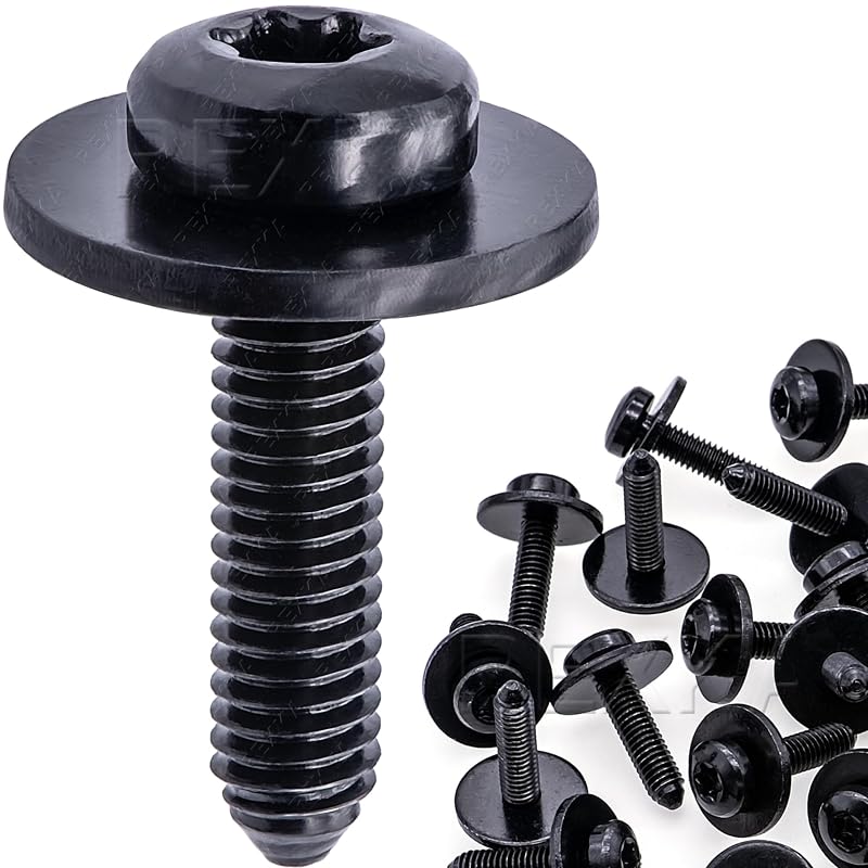 Parafuso Torx M6-1,0 x 25 mm Rexka com arruela de 20 mm para suporte do radiador e para-choque VW Audi – 15 unidades