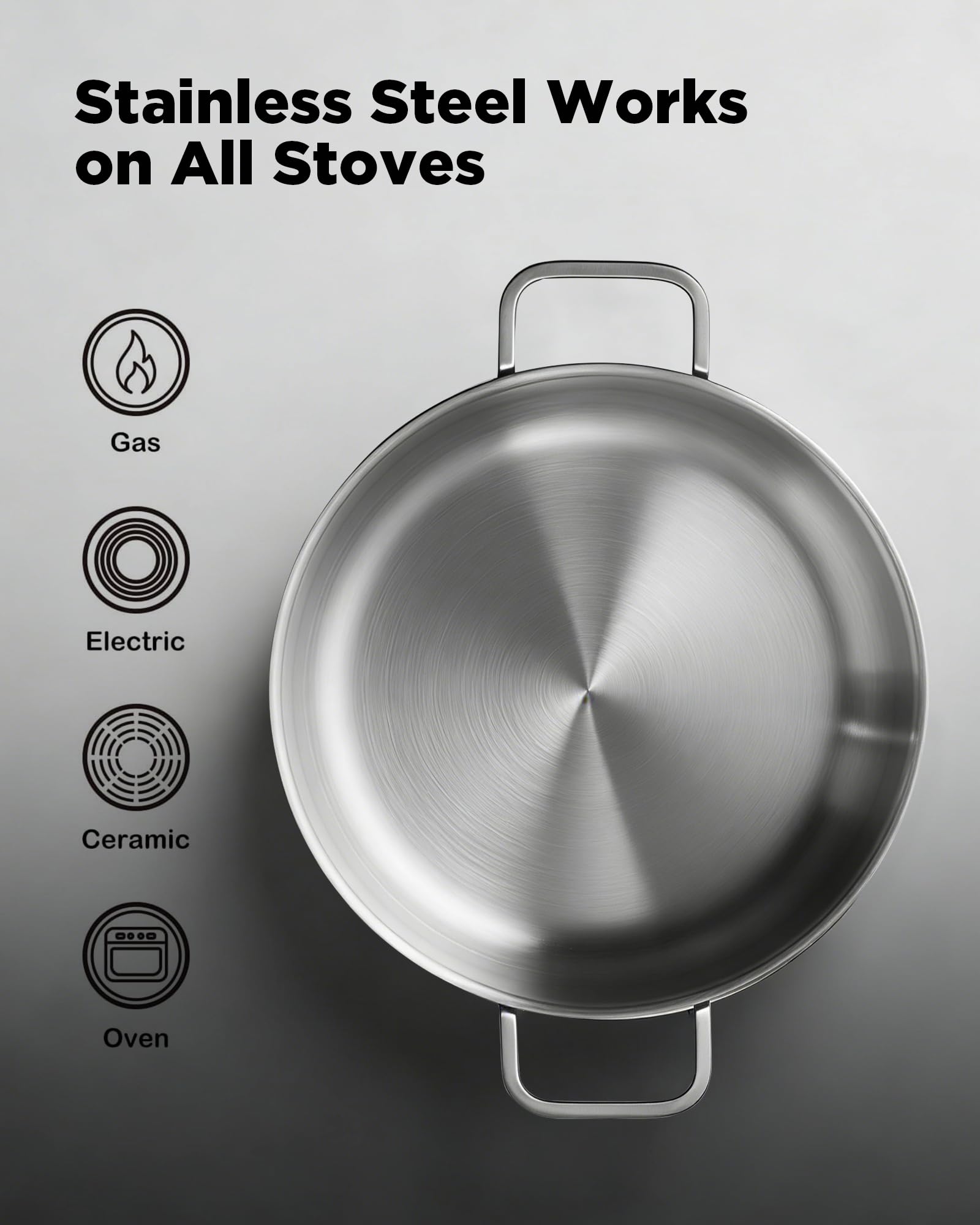 VEDNHOL 12" Stainless Steel Saute Pan - 7QT -5