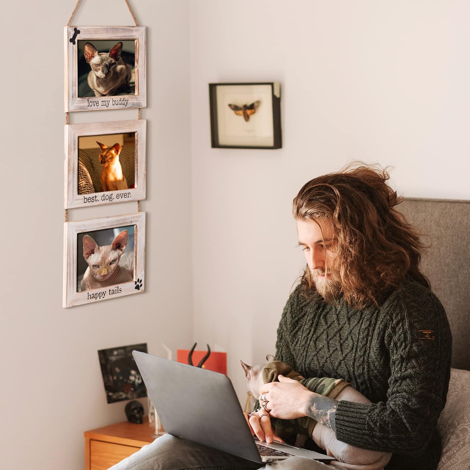 OKSQW Dogs Wall Picture Frame 5 x 7 Collage 3 Photo Frame Picture Gallery with String Husky Dog Shepherd Dog or Pet Picture Frames Memorial Display Frame on Ropes Gifts for Wall for Home and Office - Image 7