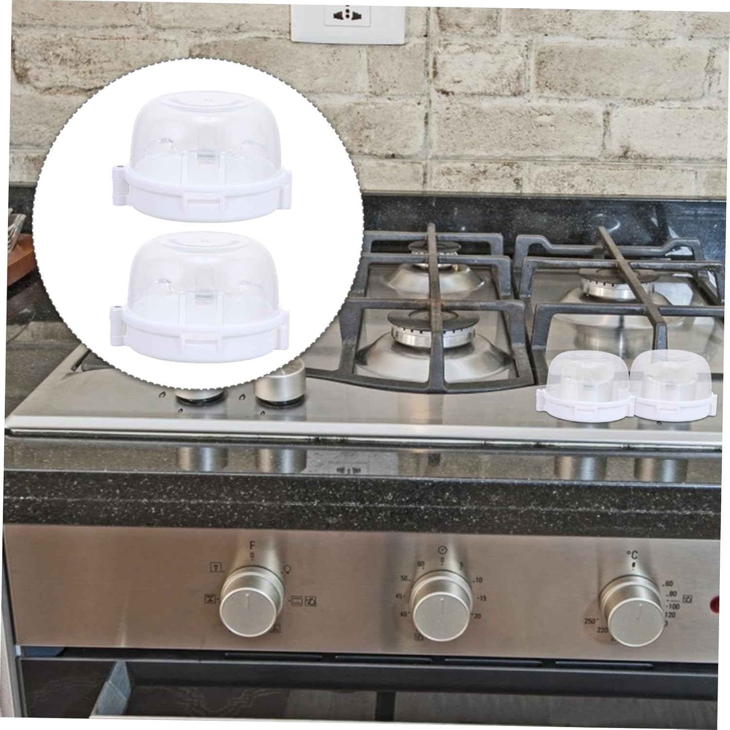 2pcs Boy Girl Stove Knob Protective Cover Safety Guard for Boys and Girls Prevents Accidental Gas Leakage Adhesive Installation Essential Cooker Lock for Home Safety
