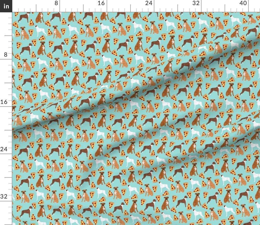Spoonflower Fabric - Boxer Dog Pizza Cute Boxers Dogs Pet Portrait Printed on Petal Signature Cotton Fabric by The Yard - Sewing Quilting Apparel Crafts Decor