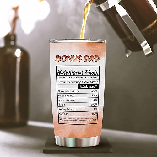 Miniatura 4 de Vaso de viaje con aislamiento de 20 onzas, con datos nutricionales para papá, regalo de cumpleaños, Navidad, para papá, padrastro