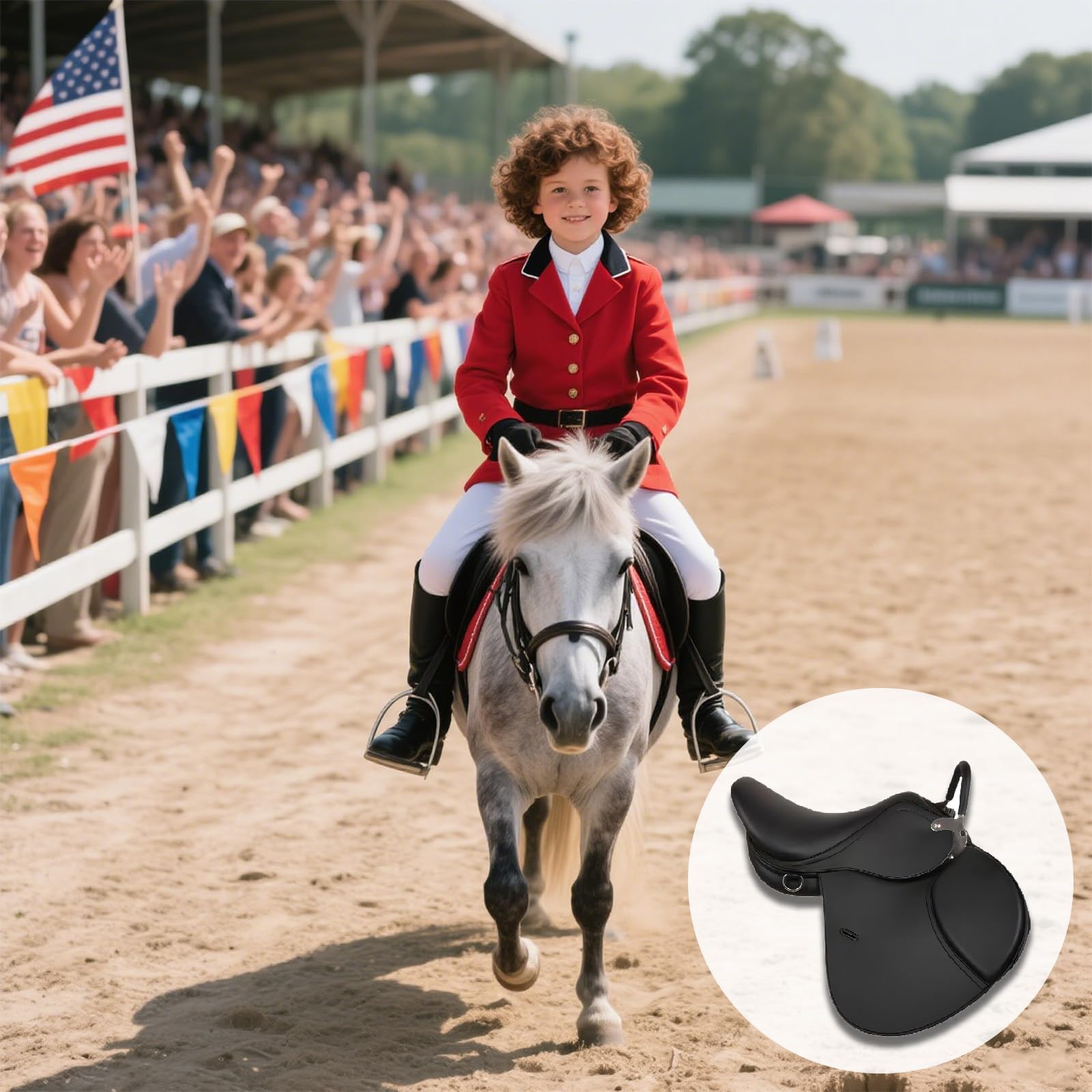 Silla de montar junior, silla ecuestre silla de montar americana caballo de doma clásica silla de montar occidental silla de montar de truco silla de carreras, para diversas competiciones ecuestres