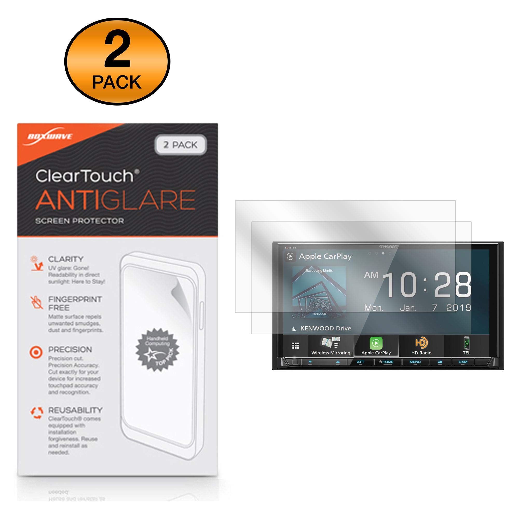 BoxWave Screen Protector Compatible with Kenwood Excelon DMX906S - ClearTouch Anti-Glare (2-Pack), Anti-Fingerprint Matte Film Skin for Kenwood Excelon DMX906S