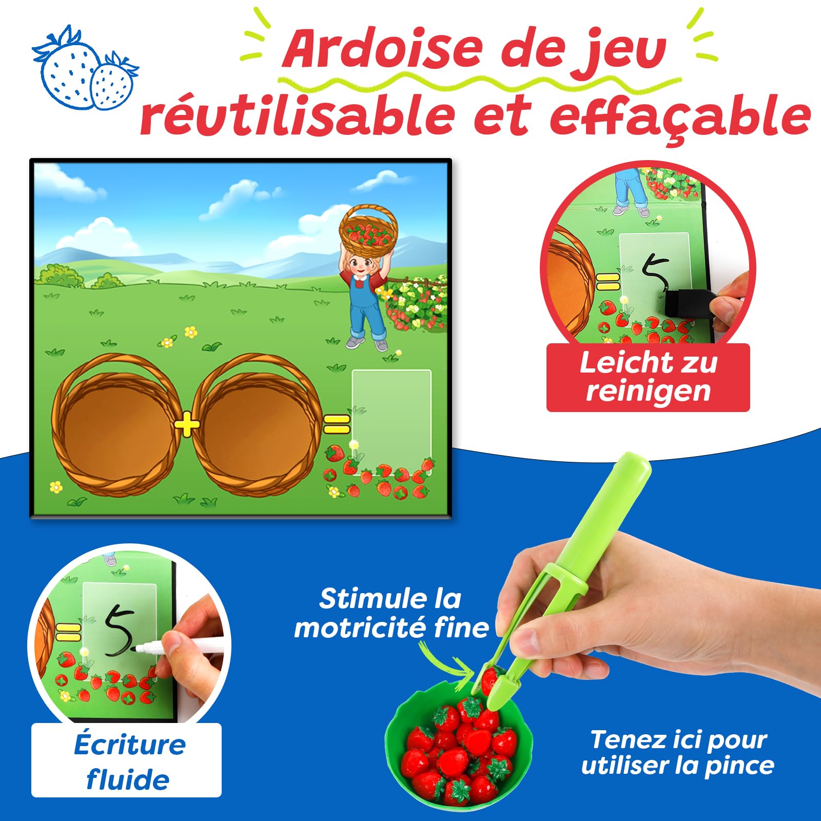 Broytain Jeux de Mathématiques pour Enfants avec des Tampons de Dés, Jouets éducatifs pour Compter, Ajouter et Soustraire, Fine-Jeux dès 3 4, 5, 6, 7, 8, 9 Ans (Rouge)