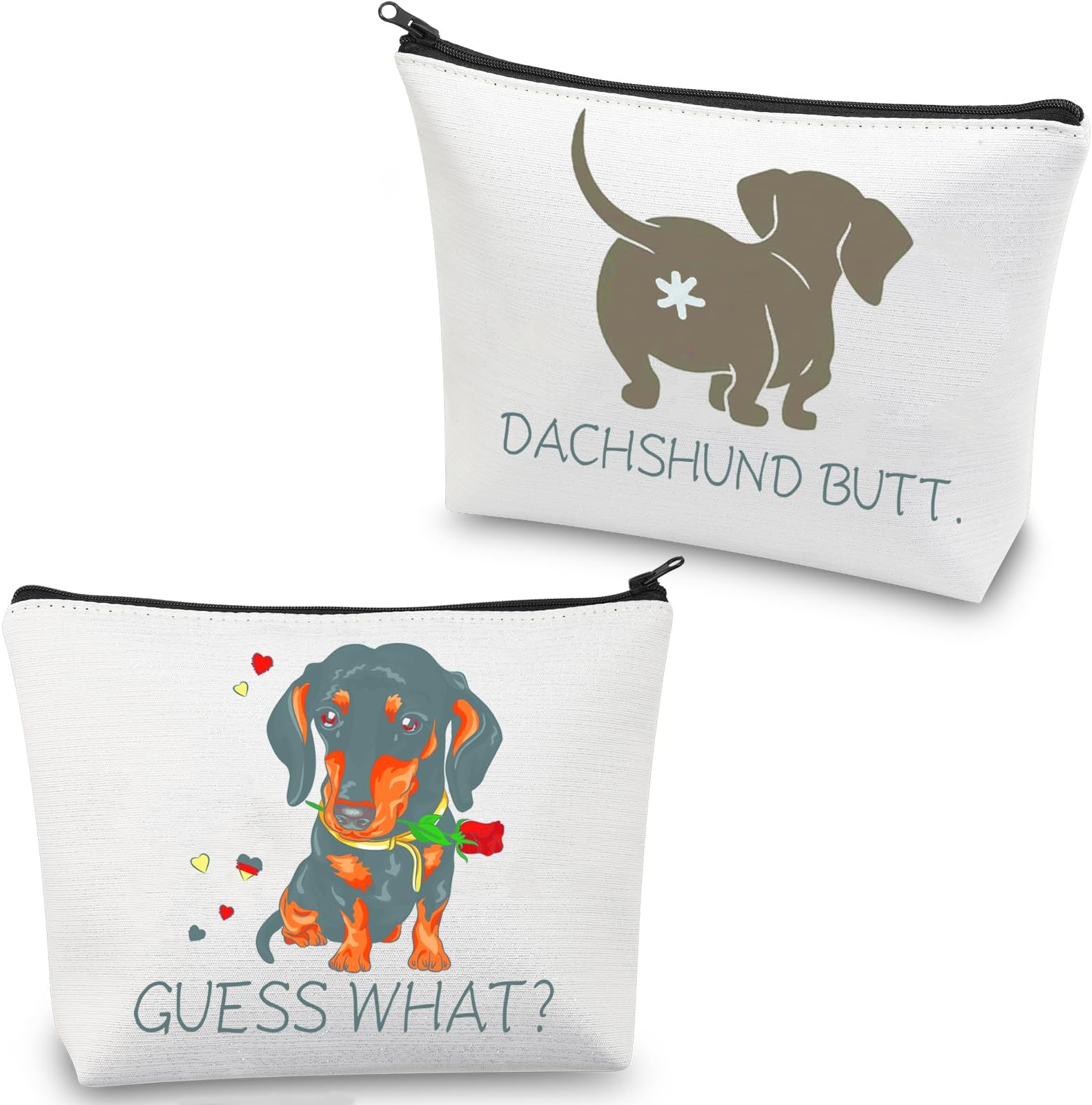 CMNIM Funny Dachshund Cosmetic Bag Dachshund Gifts for Dog Lovers Guess What It's Dachshund Butt Cute Sausage Dog Makeup Bag (Guess What It's Dachshund Butt)