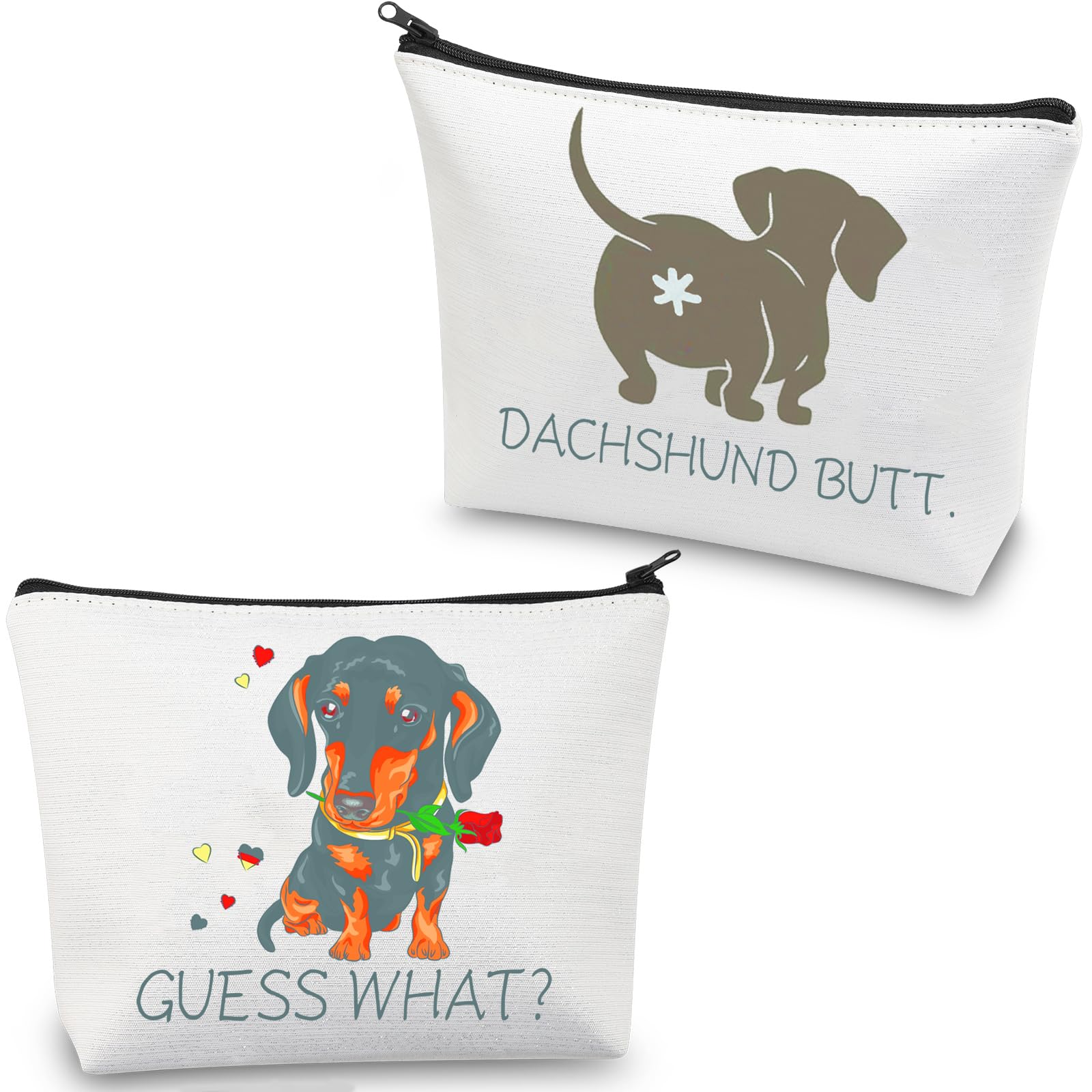 CMNIM Funny Dachshund Cosmetic Bag Dachshund Gifts for Dog Lovers Guess What It's Dachshund Butt Cute Sausage Dog Makeup Bag (Guess What It's Dachshund Butt)