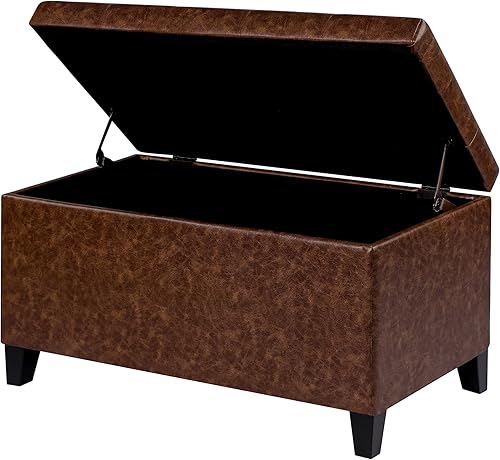 Miniatura 22 de Joveco Banco otomano de almacenamiento, 33 pulgadas, de piel sintética, rectangular, copetudo, taburete para el pie final de la cama, dormitorio,