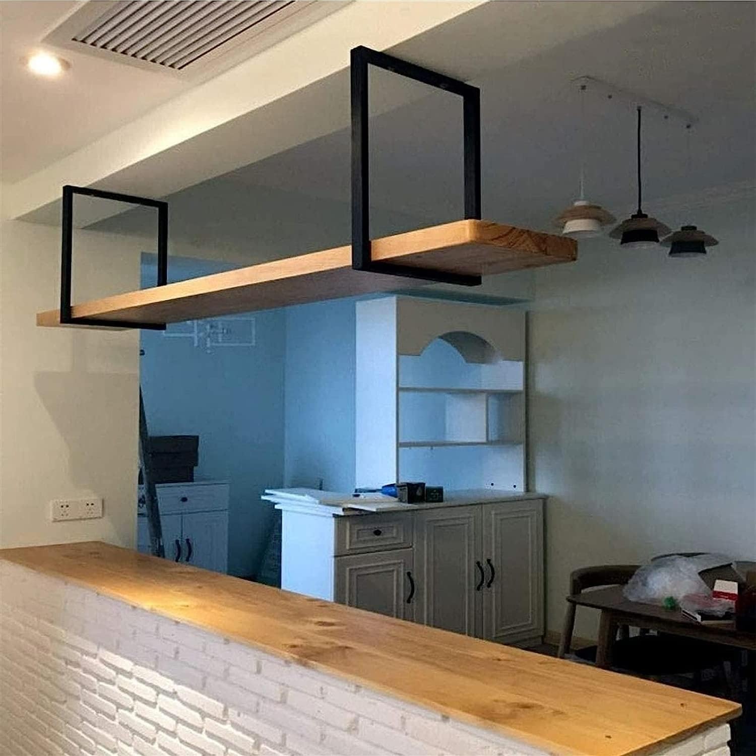 Wine Rack Wine Shelf Plant Stand Black Ceiling Shelf Garage Ceiling Storage Racks European Style Single-Layer Hanging Wall Mounted Easy to Install Can Bear 70kg