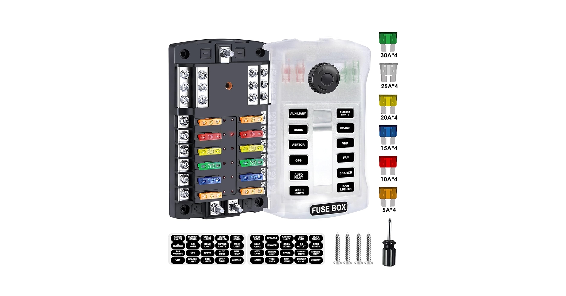 12 Way Blade Fuse Block Negative Bus Car Fuse Box - Multi-Way Fuse Block And 12 Way Fuse Box