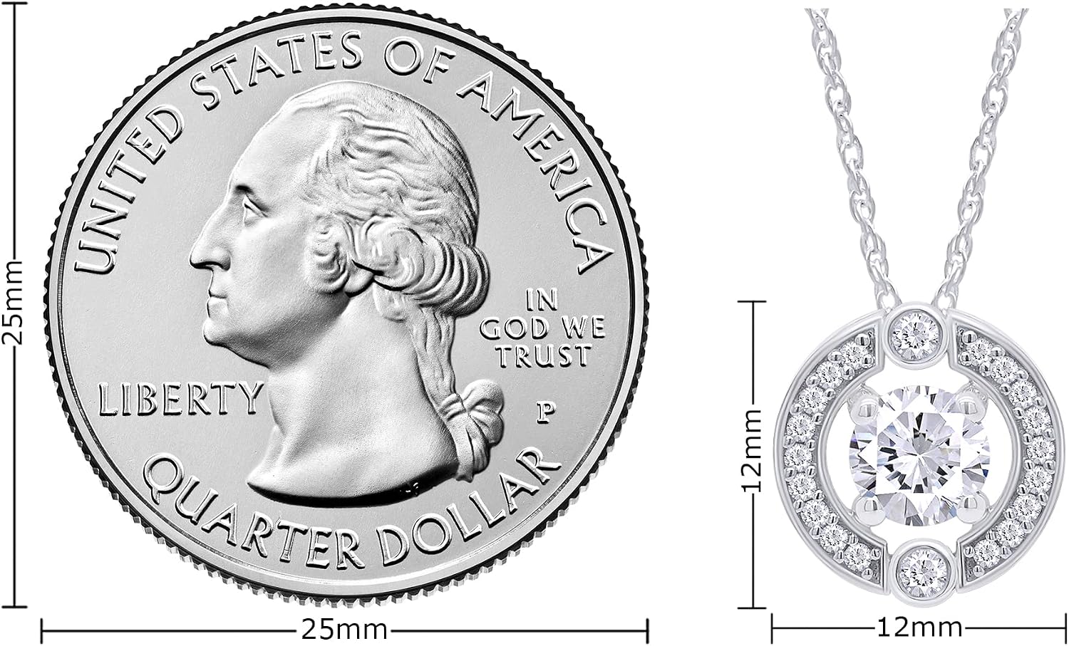 SAVEARTH DIAMONDS 3/5CT Moissanite Halo Necklace for Women Sterling Silver Rhodium Plated Round Cut Solitaire Pendant Moissanite Necklacess for Women