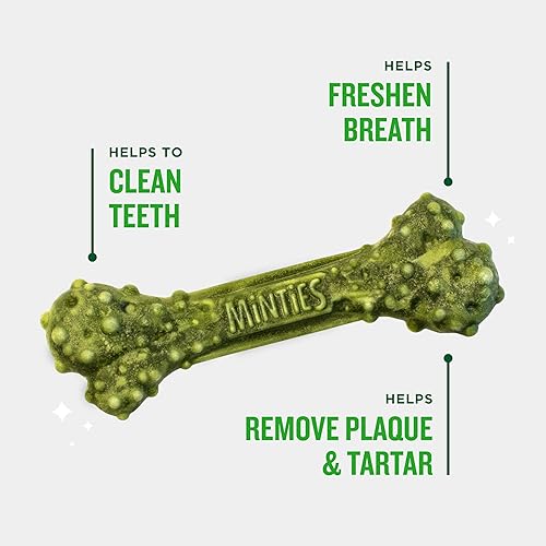 Miniatura 5 de Minties Masticables dentales para perros, 120 unidades, recomendados por veterinarios, golosinas dentales con sabor a menta para perros