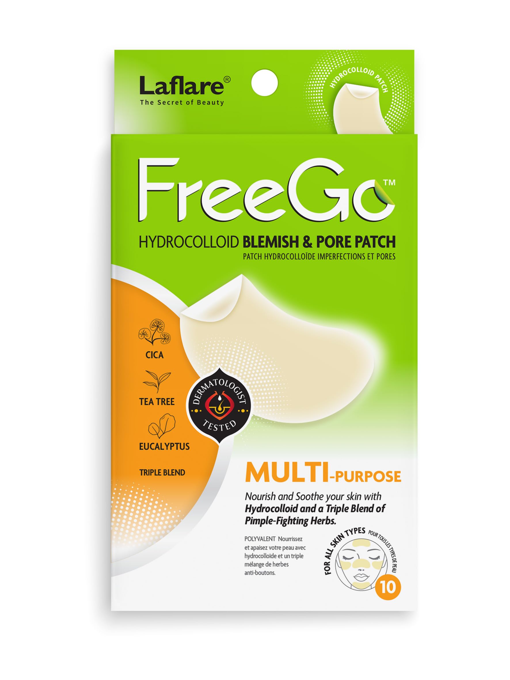 FreeGo Hydrocolloid Acne Patches for Face, Large Pimple Patches for Breakouts, Zit, Blemish Spot, Facial Stickers, Korean Pimple Patches (MULTI-PURPOSE, 10, Count)