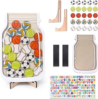 ABTOLS Magnetic Reward Jars, Soccer Basketball Baseball Tennis Classroom Incentive Jar for Students Behavior, Personalized Sport Ball Reward Jar for Student Classroom Gift