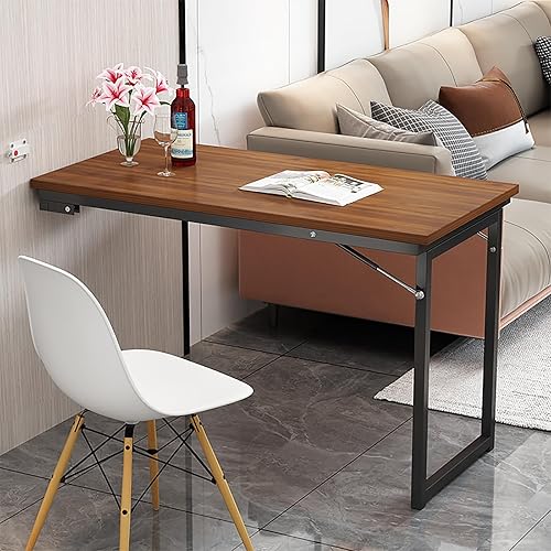 Miniatura 10 de Mesa de comedor plegable telescópica montada en la pared, mesa plegable grande para encimera, alta carga, tubo de acero grueso, adecuado para sala