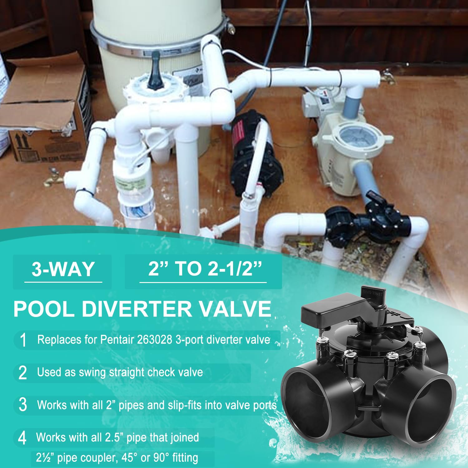 Snapklik.com : 3 Way Pool Diverter Valve 2 Inch Replacement For Pentair ...
