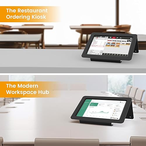 Miniatura 2 de Soporte de escritorio para tableta, todo de metal ergonómico de 30 con bloqueo de cable de seguridad para oficina, mostrador de puntos de venta,