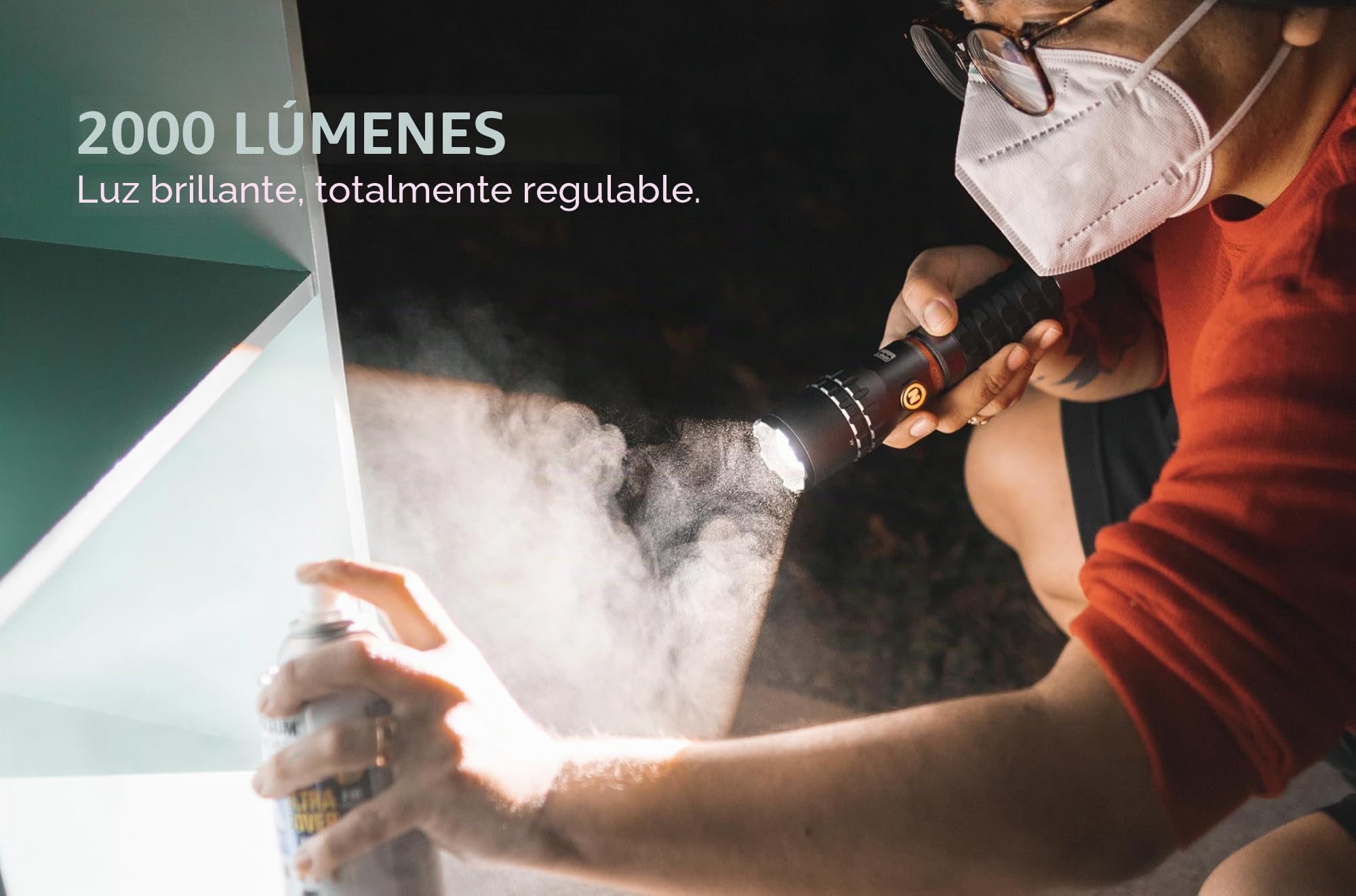 NEBO Slyde King 2K Black Line Linterna y Luz de Trabajo – 2.000 Lm Linterna + 500 Lm COB | Zoom 4x | 6 Modos | IPX7 | Base Magnética | Atenuable | Direct-to-Red | USB-C | 453g | Acabado Negro Mate