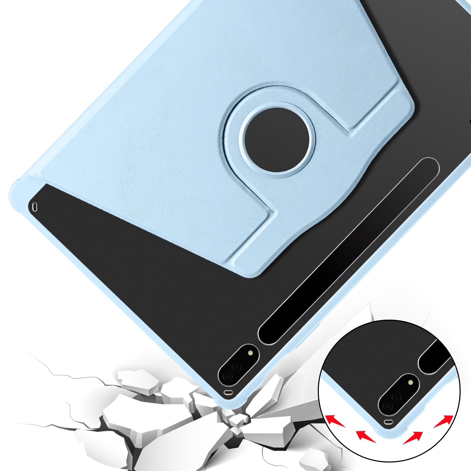 Custodia protettiva per tablet PC compatibile con Samsung Galaxy Tab S8+ 5G SM-X806/SM-X800 12,4 pollici/S7 FE SM-T730/SM-T733, supporto girevole a 360 gradi Folio Flip Smart Tablet Cover Auto