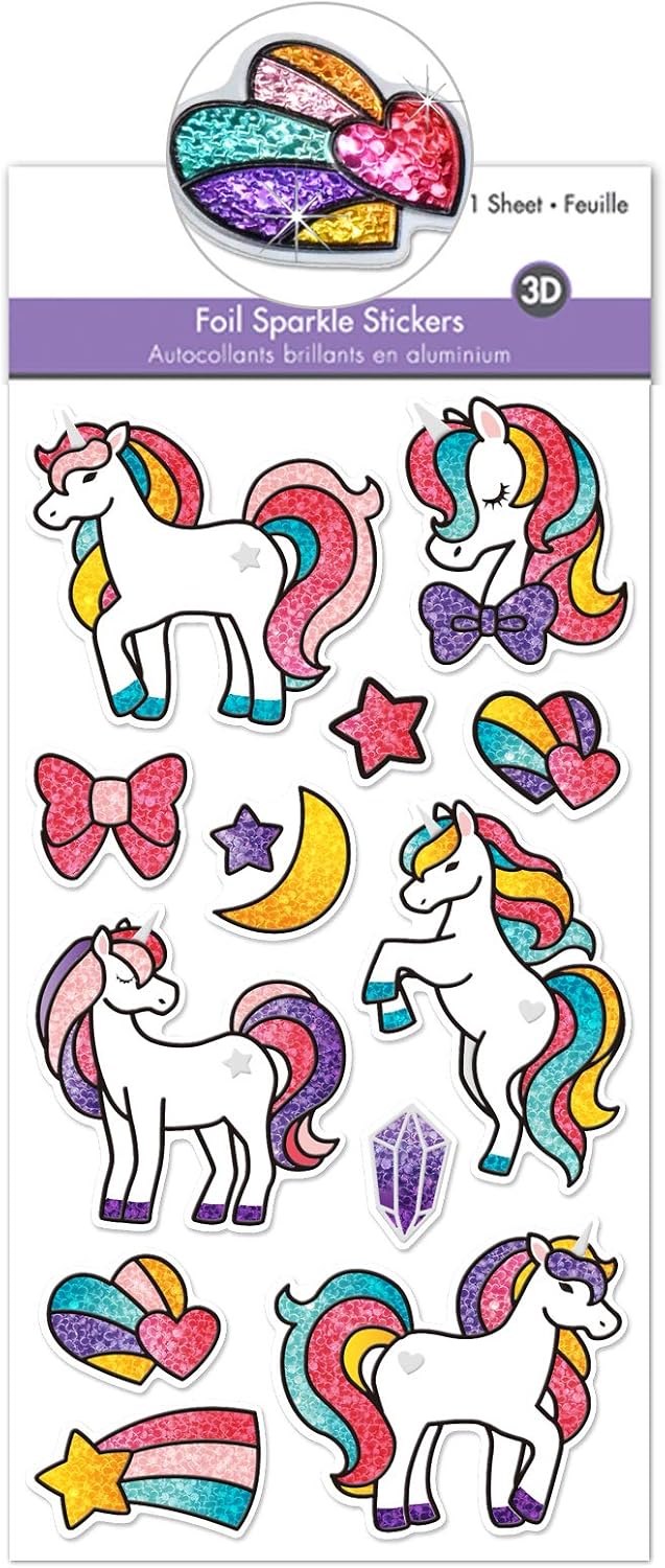 12 Packs Unicorn Stickers for Girls Rainbow Stickers for Kids Girl Stickers Puffy Stickers for Kids Sparkle Stickers 3d Stickers for Kids Stickers Girls Sparkly Stickers Shiny Stickers Girl Stickers for Kids