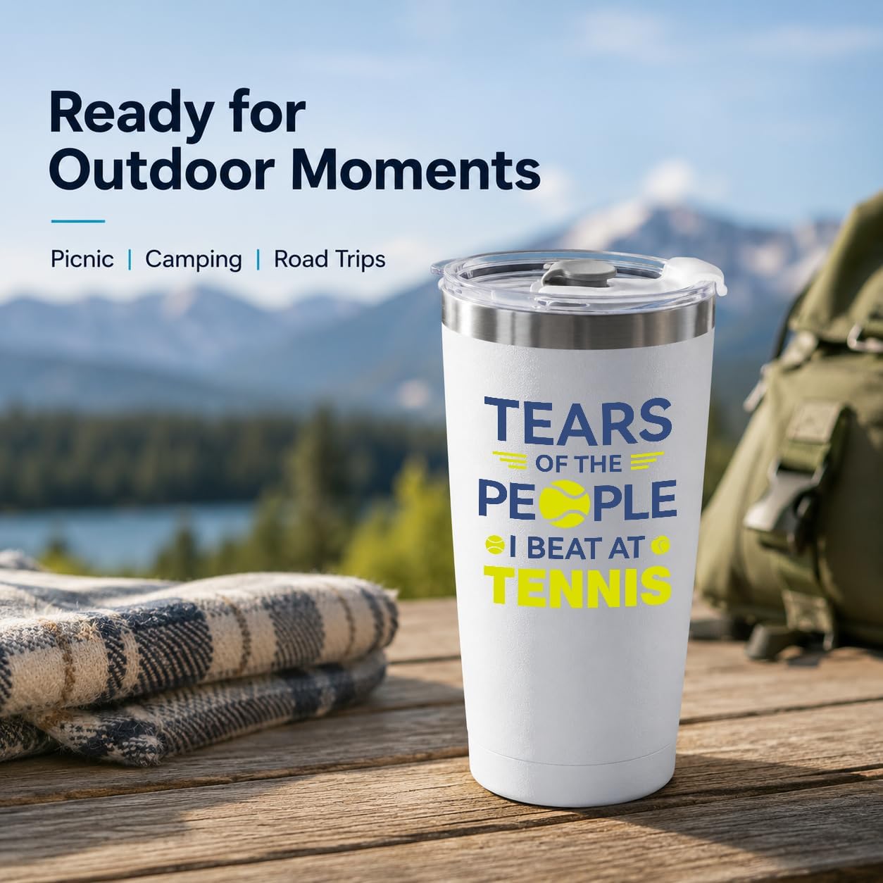 Funny Tennis Gifts for Men Women - Tears of The People I Beat at Tennis Tumbler 20oz - Christmas Birthday Gifts for Players Lovers Coach - Insulated Stainless Steel Travel Mug Cup