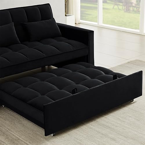 Miniatura 4 de Holaki Sofá cama convertible de terciopelo de 552 pulgadas sofá biplaza de terciopelo moderno sillón extraíble con respaldo ajustable 2 almohadas