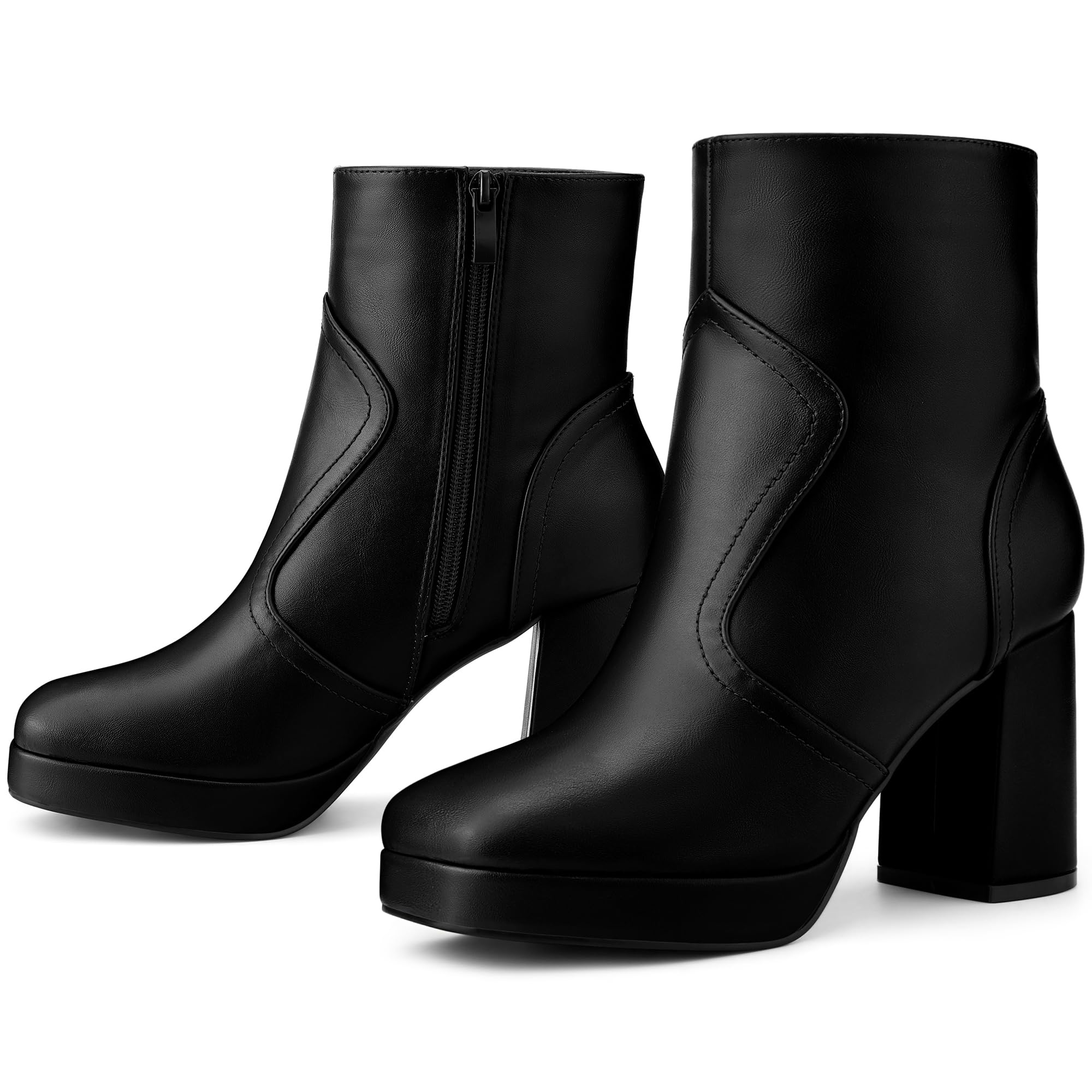 Perphy Squared Toe Platform Chunky Heels Ankle Boots for Women