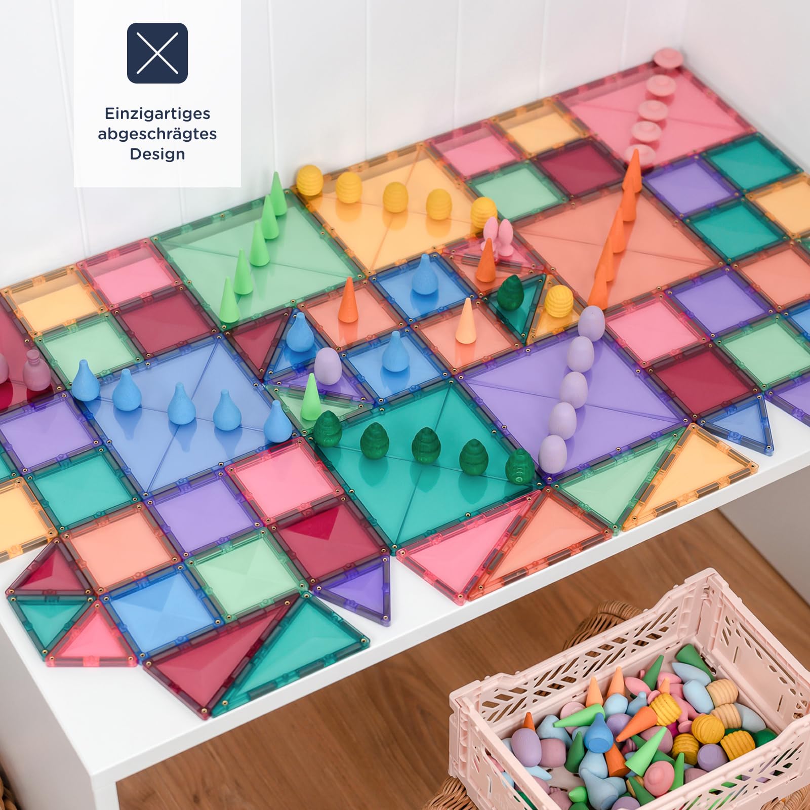 CONNETIX Magnetische Fliesen Pastell Starterpaket, 64 Stück