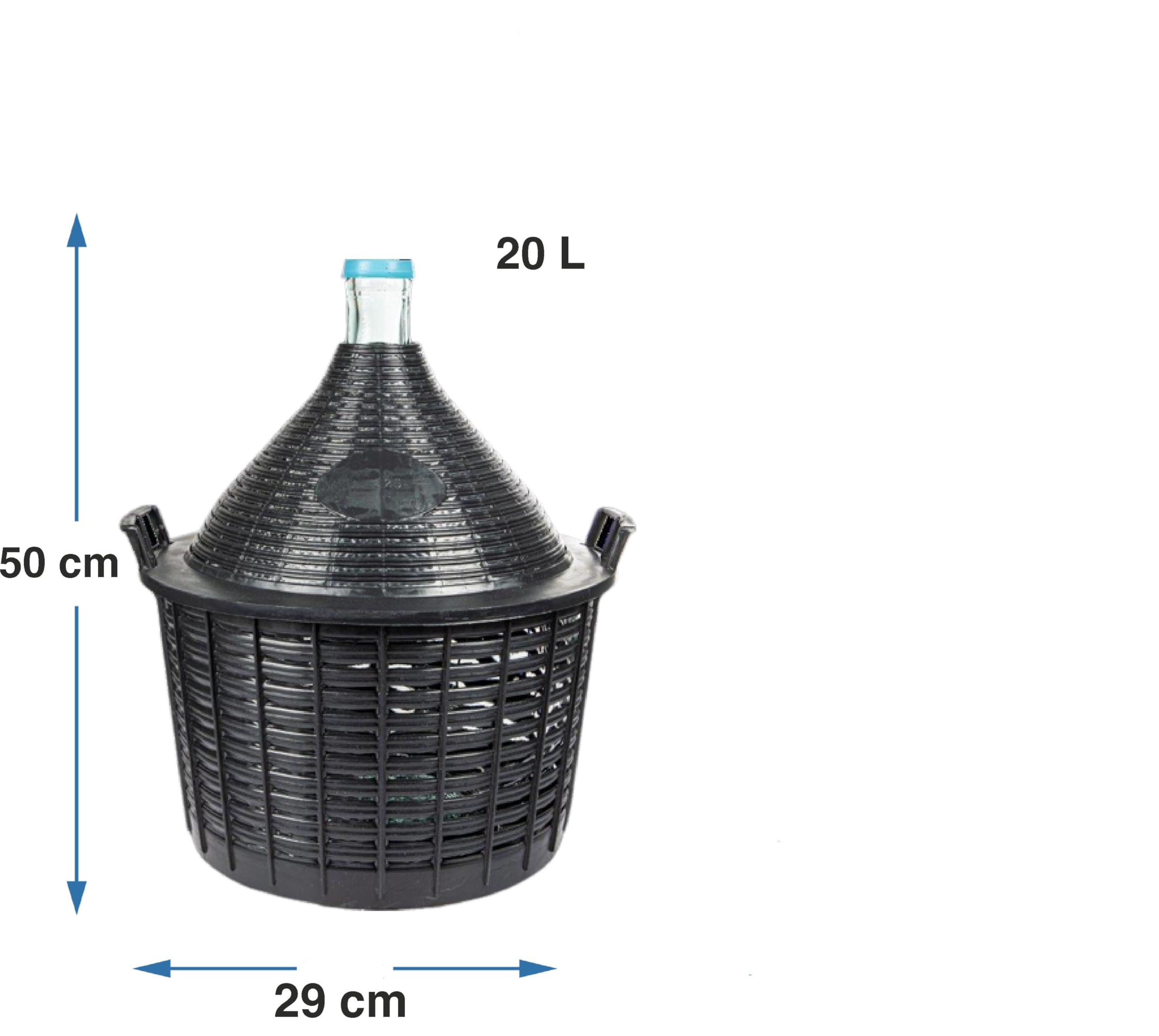 lilawelt24 20 L Glasgärballon+Gärröhrchen+Gummistopfen Weinballon mit Korb Glasballon Gärbehälter Glasflasche, Weinherstellung,Flasche Fermentation,Meische Wein Machen Gären (20L MIT ZUBEHÖR)