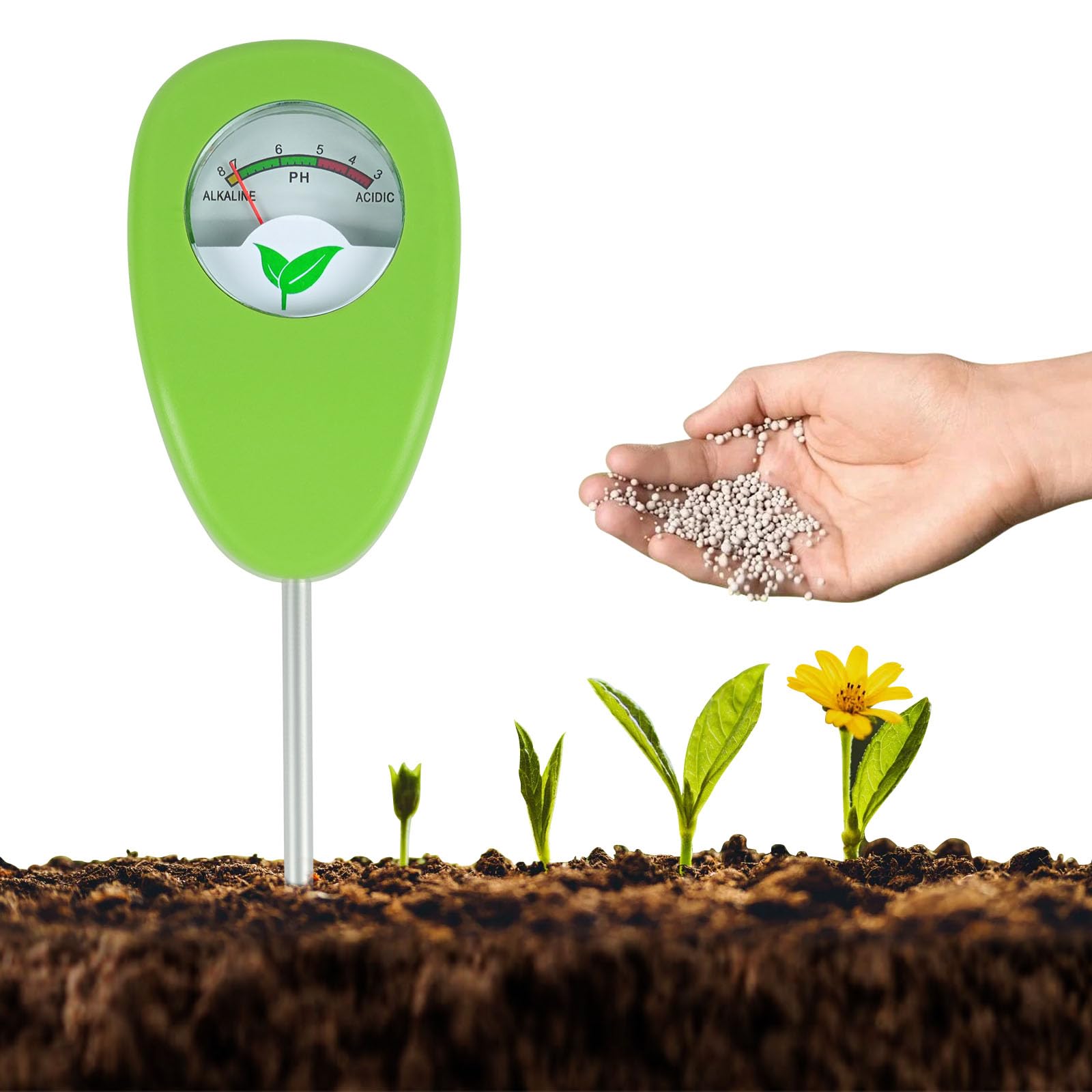 Medidor de pH del Suelo, Detector de pH de Precisión para Plantas, Medidor Portátil de pH del Suelo para el Cuidado de Jardines, Agricultura y Plantas de Interior y Exterior (No Requiere Pilas)