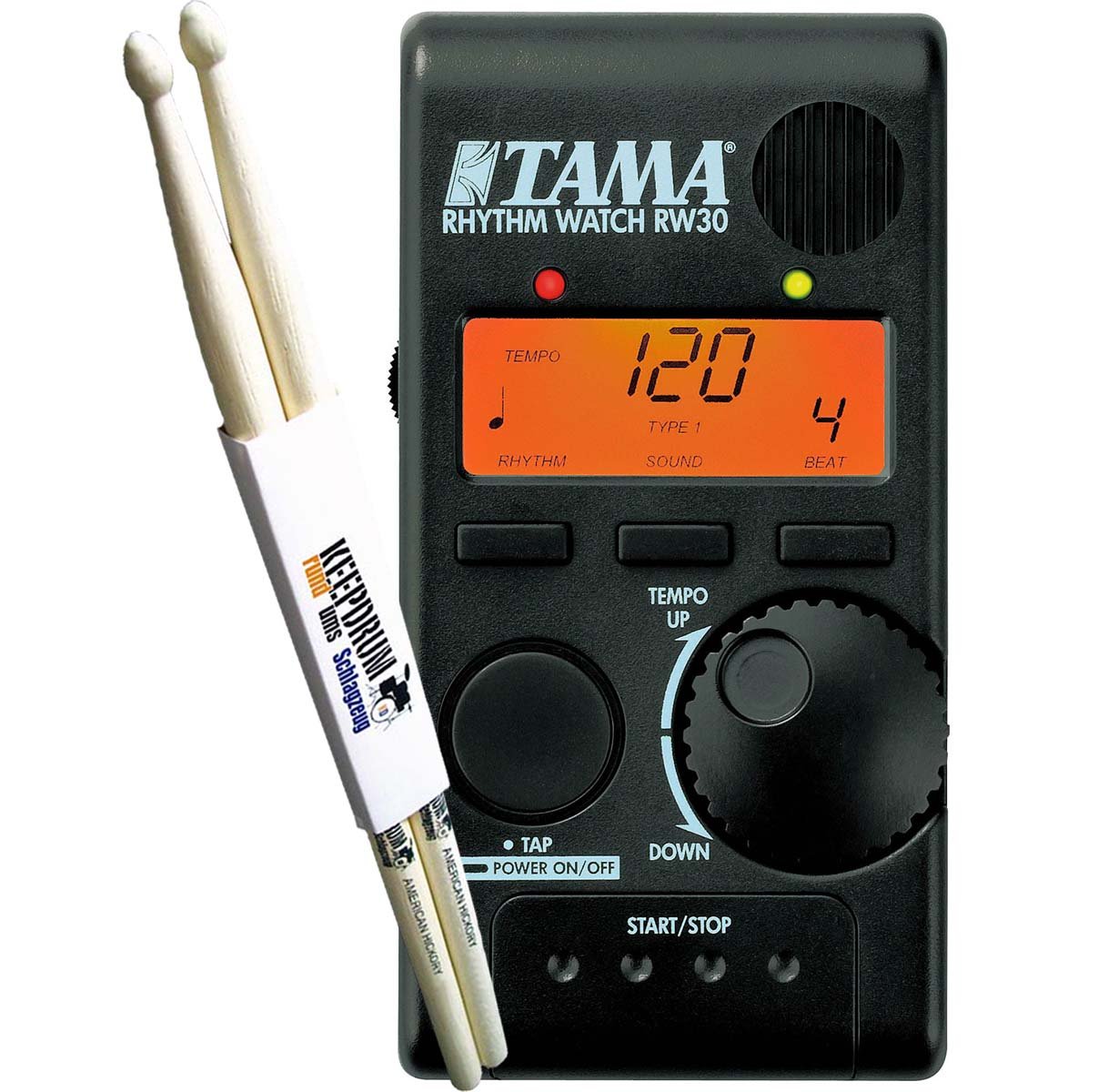 Tama Rhythm Watch Mini RW30 metronom perkusyjny + pałeczki perkusyjne Keepdrum 1 para