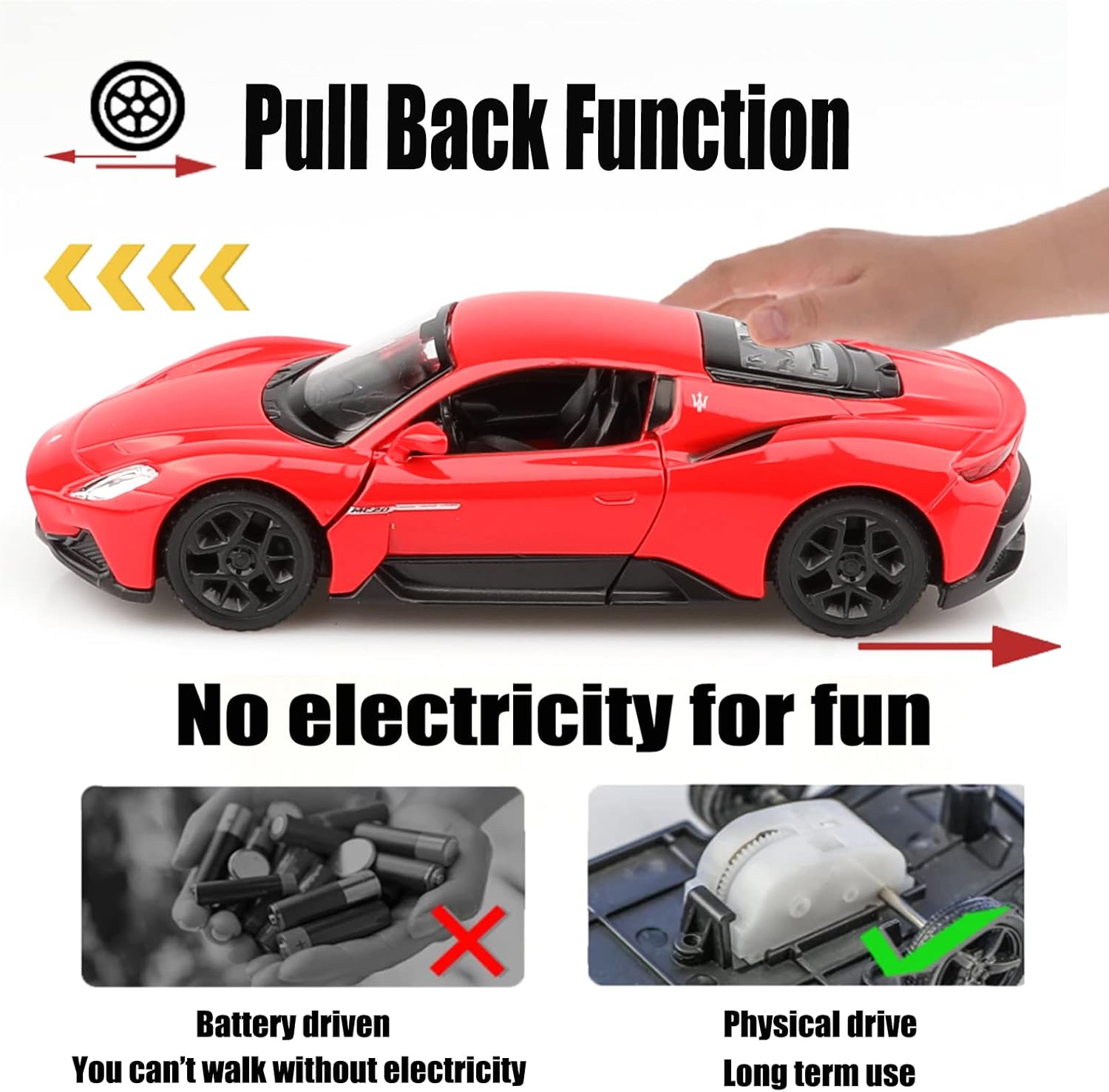 TOKAXI 1/36 Scale Maserati MC20 Diecast Model Car,Pull Back Vehicles Toy Cars,Cars Gifts for Boys Girls