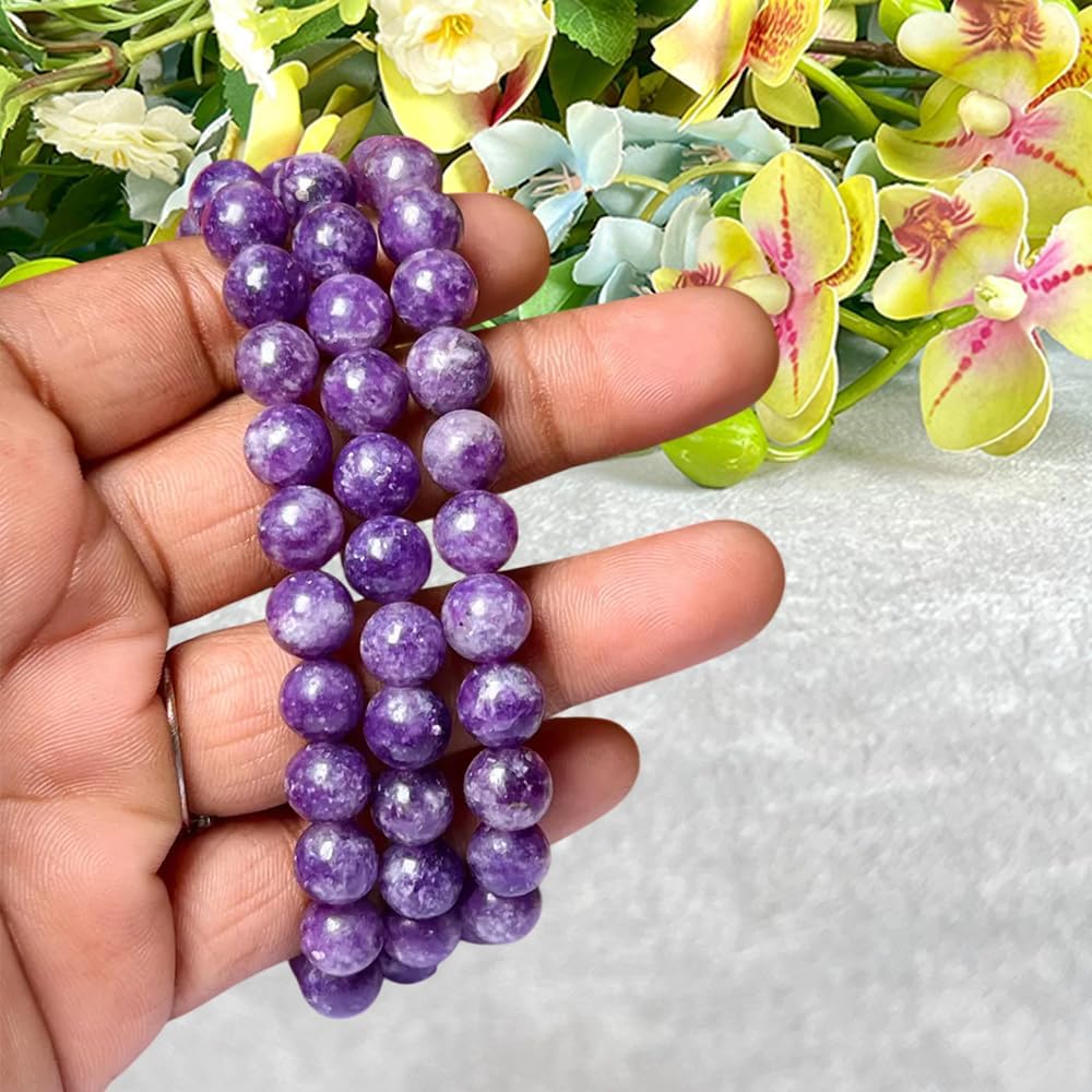8mm Lepidolite Round Beads Stretch Bracelet - Image 5