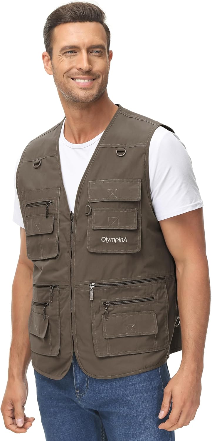 Lentta Men's Fishing Vest Summer Outdoor Lightweight Work Photo Vest 16 Pockets