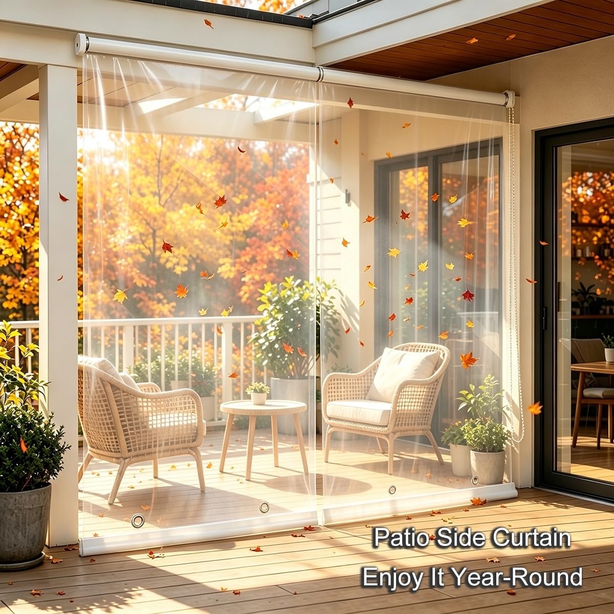 Générique Volets Roulants Exterieur PVC Transparent, Store Enrouleur Pergola Coupe Vent Étanche, Rideau de Séparation Facile à Enrouler Gazebo Balcon Porche Mural ou Plafond(B140xH210cm)