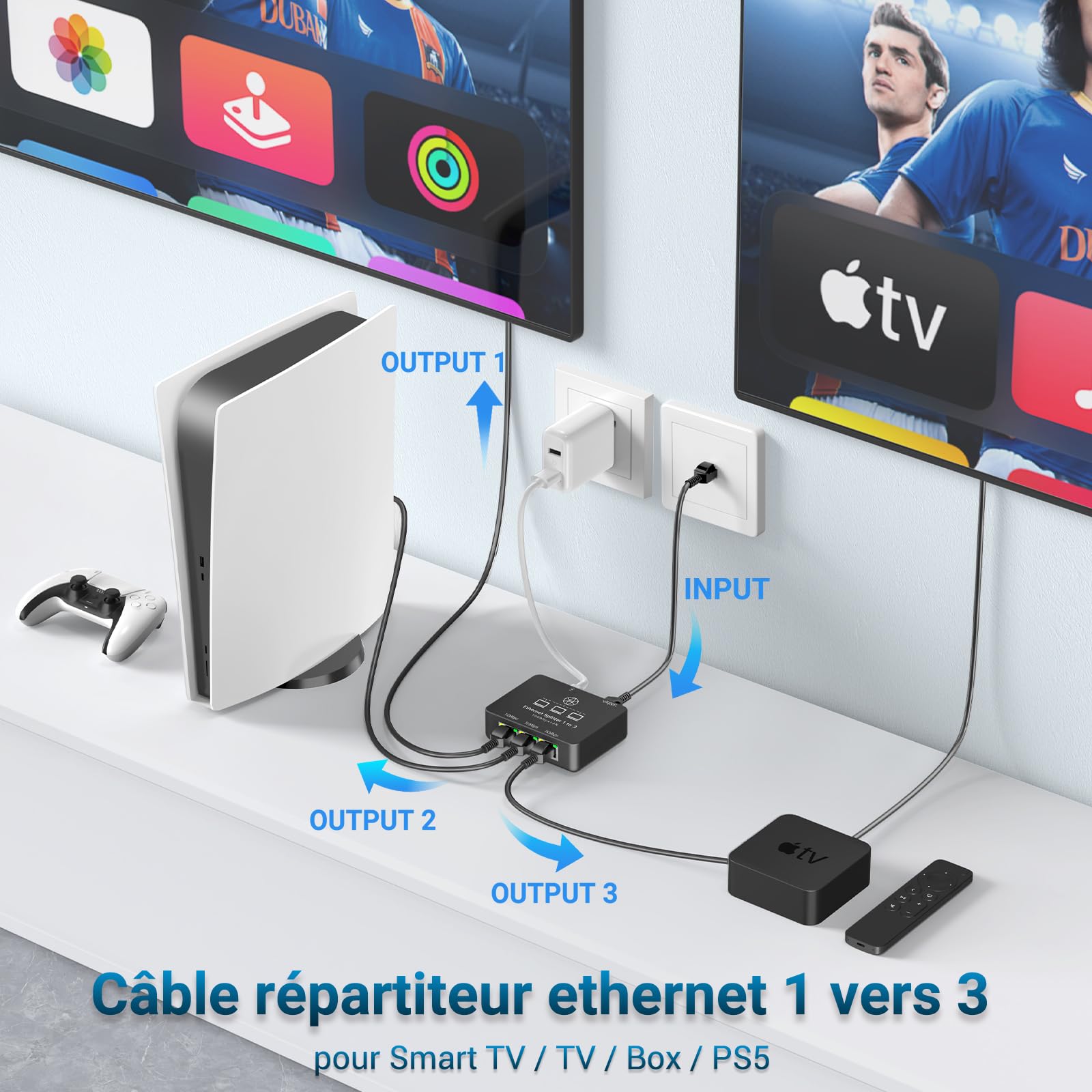 KiWiBiRD Ethernet Switch 4-poorts – 1000 Mbps, Gigabit Splitter 1-naar-4 – Voor Cat 8/7/6/5e/5 – Geschikt Voor PS5, PS4, PC, TV-box, Router