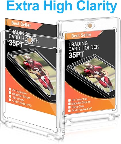 Miniatura 4 de Paquete de 5 tarjeteros magnéticos, soporte magnético para tarjetas de intercambio de 35PT, soporte para tarjetas de béisbol, fundas de acrílico