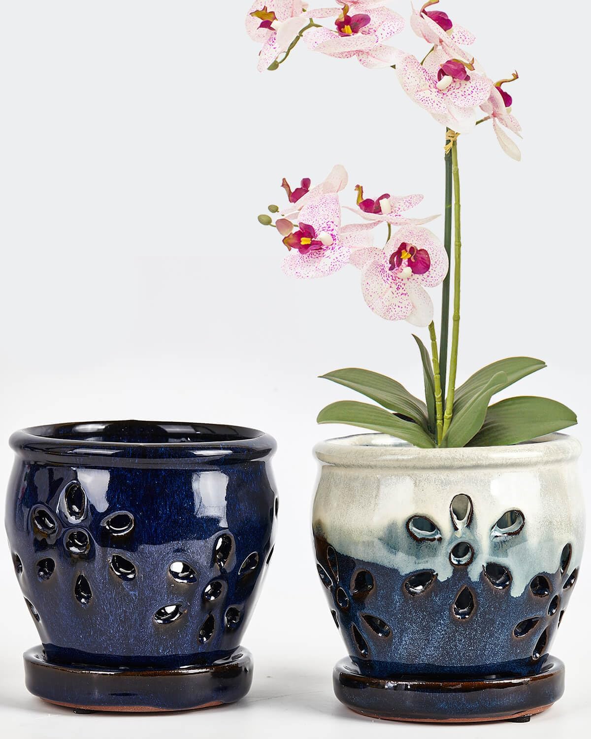 SUADEN Orchid Pots with Holes 5" Ceramic Orchid Planter