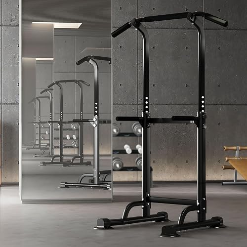 SogesPower Pull Up Power Tower Stazione di immersione Supporti per dips multifunzione per allenamento di forza e fitness a casa, Stazione di allenamento con Altezza Regolabile - 6