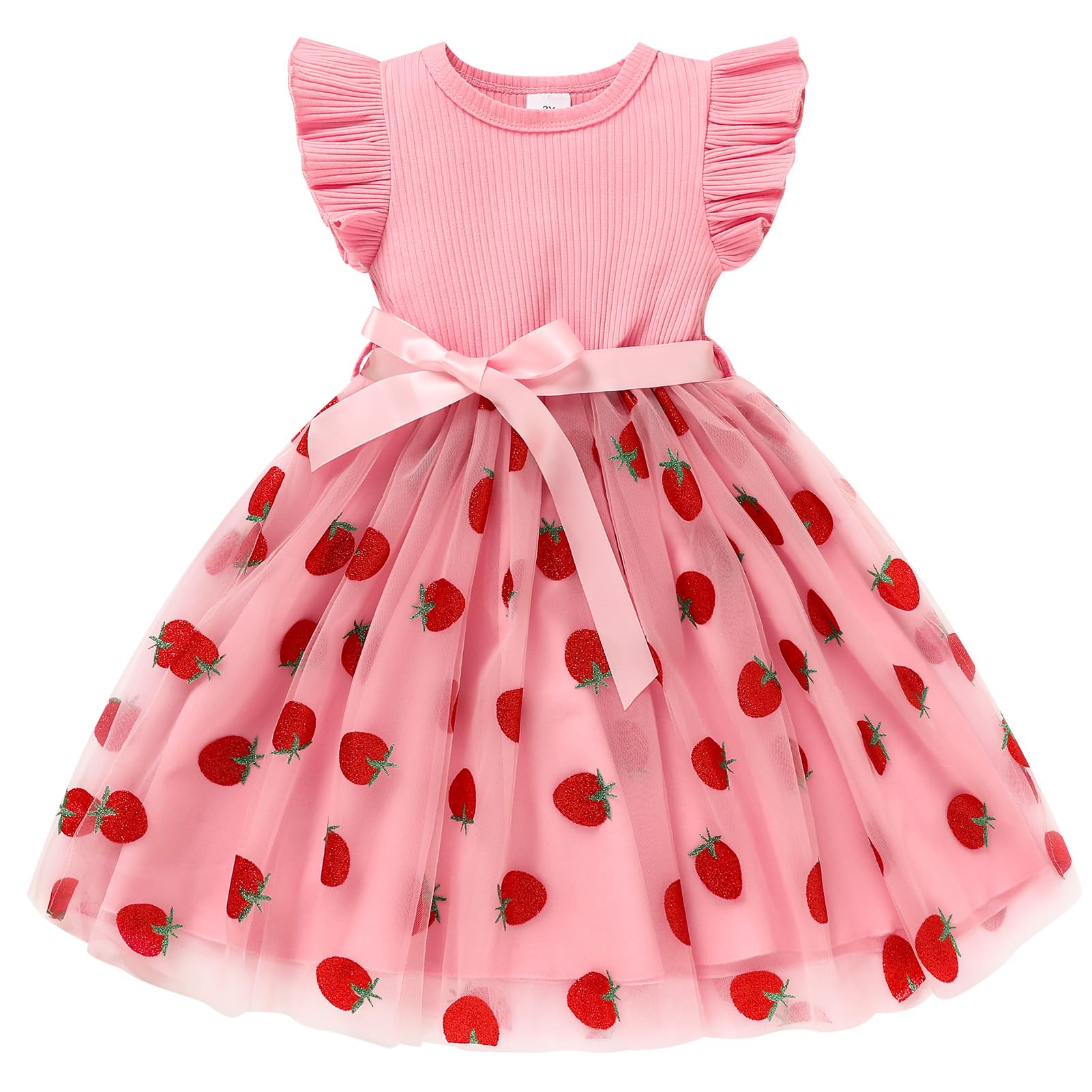Sinhoon Toddler Girl Tulle Dress Summer Ruffle Sleeveless Baby Girl Fashion Casual Dresses 2-8Y