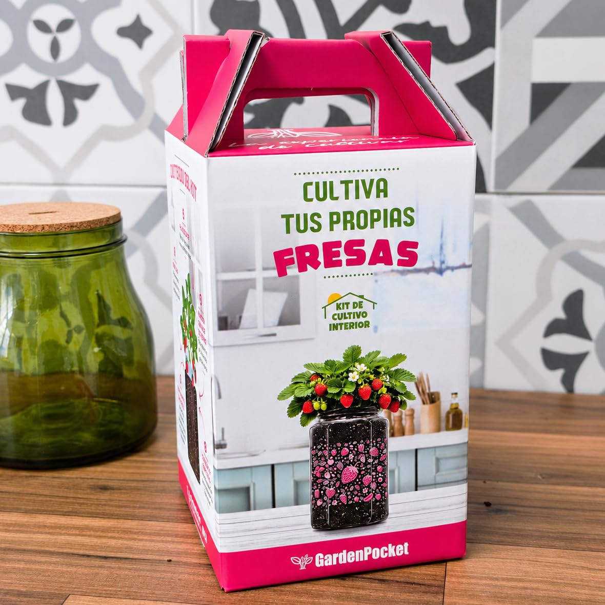 Kit Cultivo Fresas Interior – Maceta con Semillas, Sustrato, Fertilizante y Pulverizador – Regalo Original para Casa y Cocina – Garden Pocket