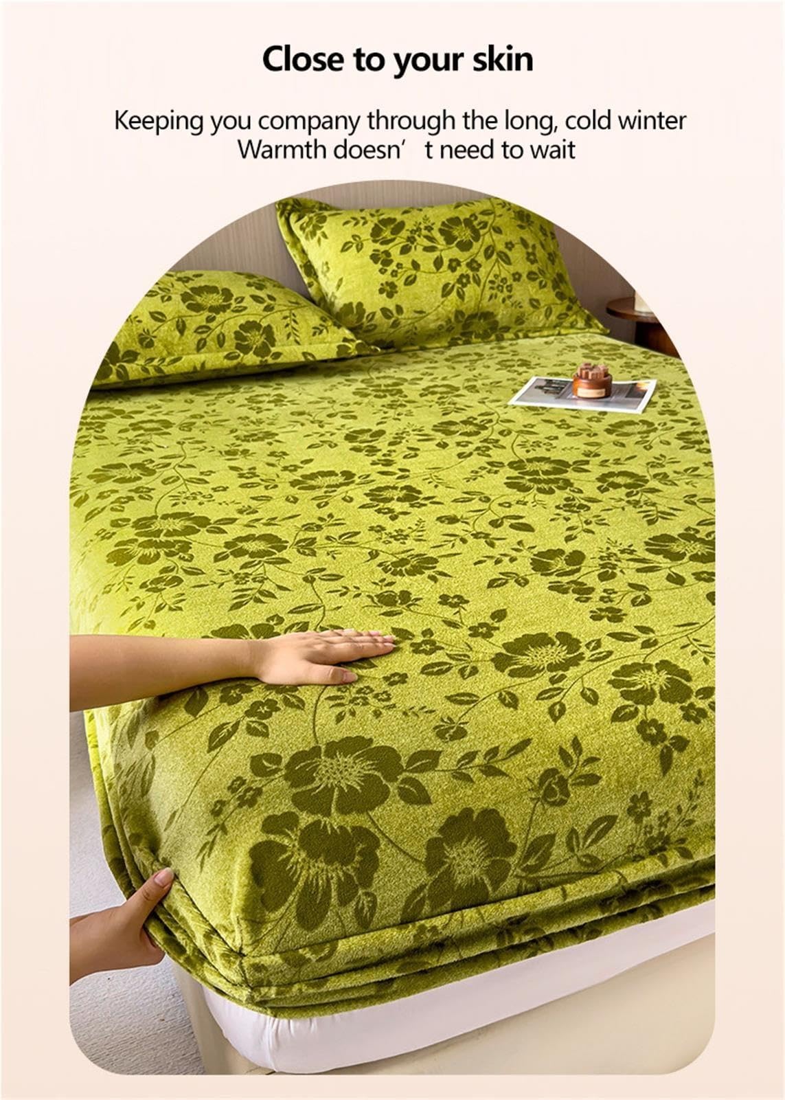 Drap Housse Hiver 120x200-200x220cm Flanelle Velours Bonnet 28cm
