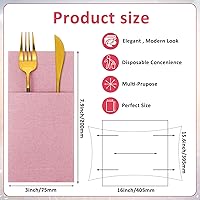 Vista 2 de 75 servilletas de papel de lino desechables Airlaid Servilletas de cena, toalla de mano para invitados con bolsillo integrado para cubiertos