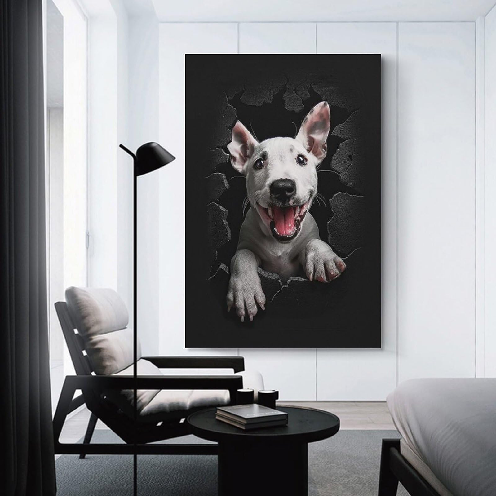 Junmoney Bull Terrier(2) Canvas Wall Decor 24x36inch(60x90cm), for Home Lounge, Bedroom Or Reading Nook, A Home Accent with Warm Character