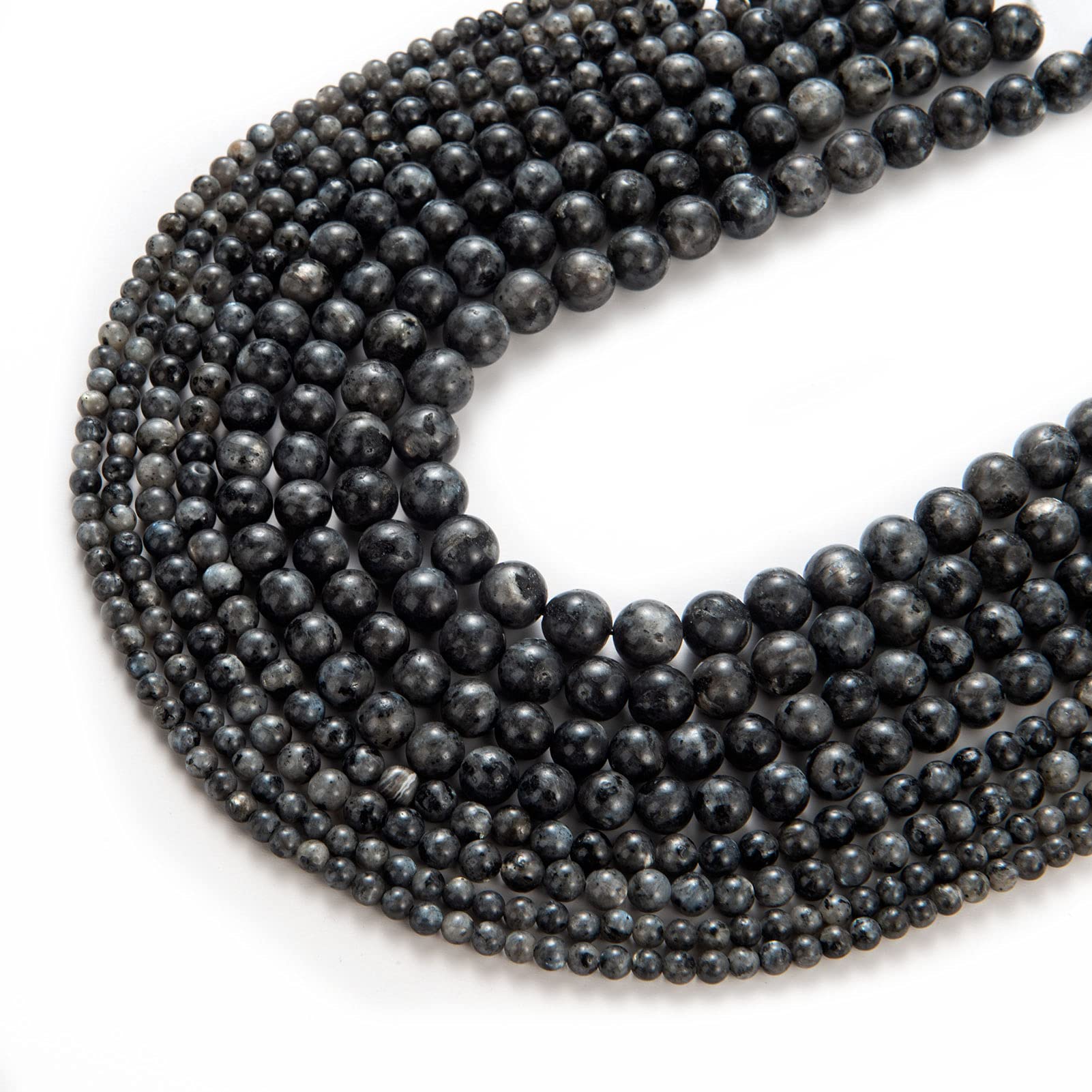 100Pcs Natural Stone Beads 8mm Black Labradorite Round Gemstone Loose Beads with Elastic Bracelet String for Bracelets Necklace Jewelry Making 2