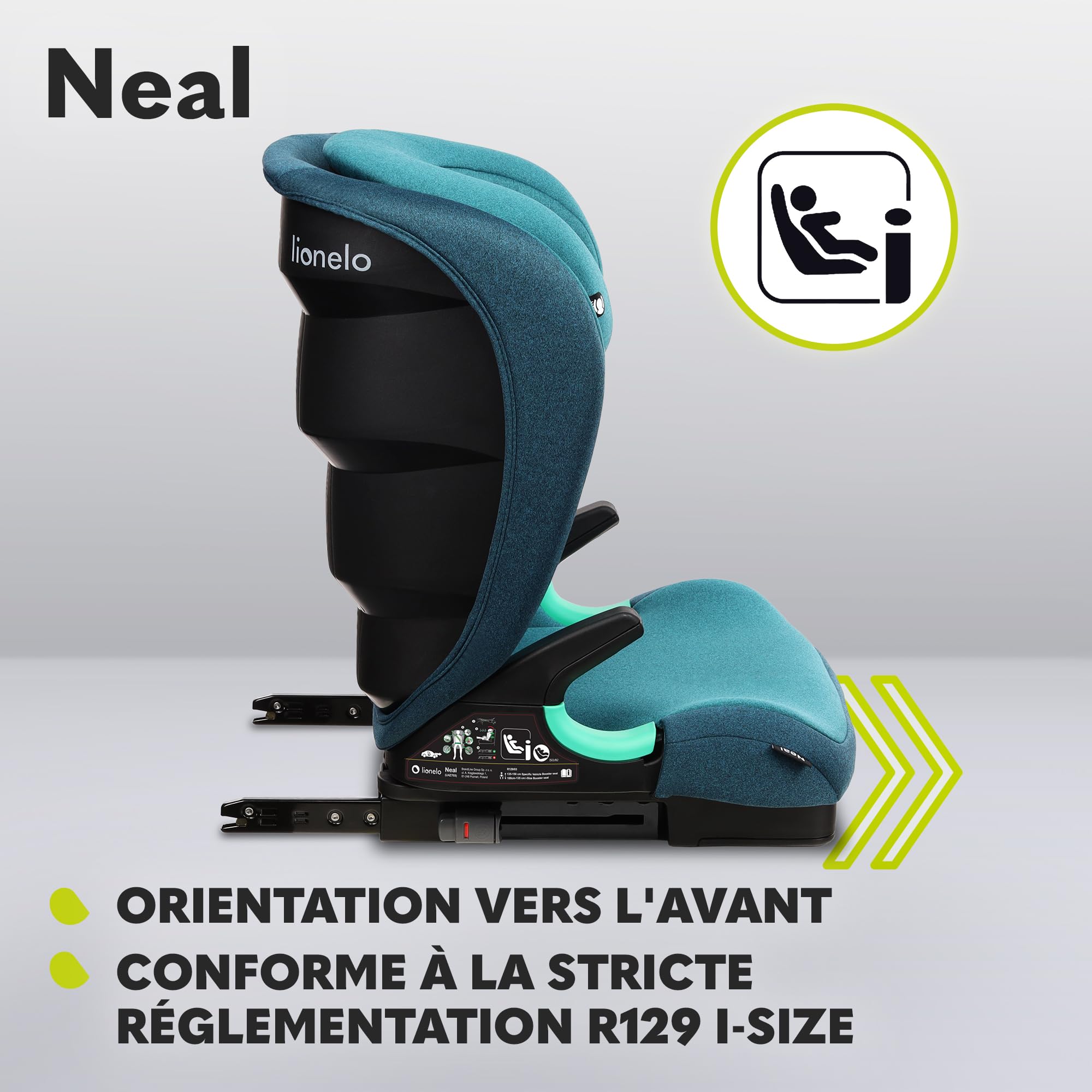 LIONELO Neal siege auto de 15 à 36 kg, Isofix, I-Size, 3 niveaux d’inclinaison, du dossier réglage de la hauteur de l’appui-tête, protection latérale, ventilation