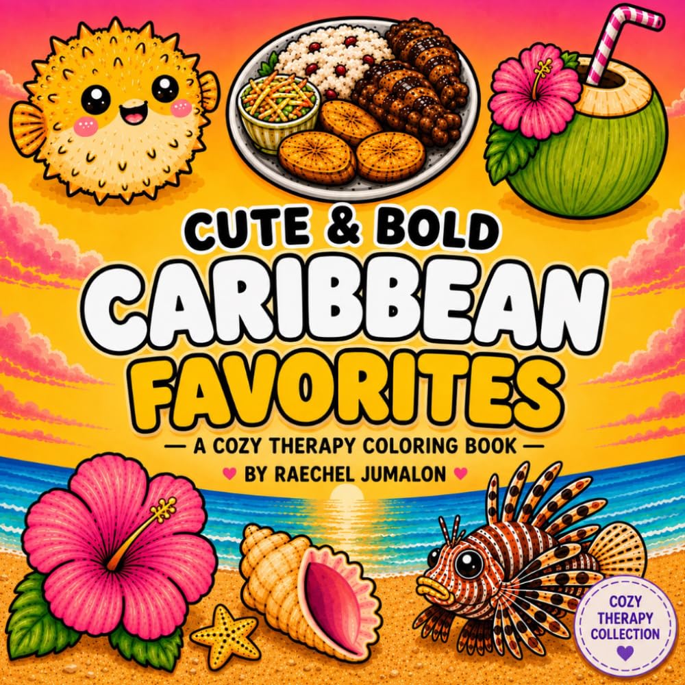 Cute & Bold Caribbean Favorites: A Cozy therapy coloring book (Cozy Therapy Collection)