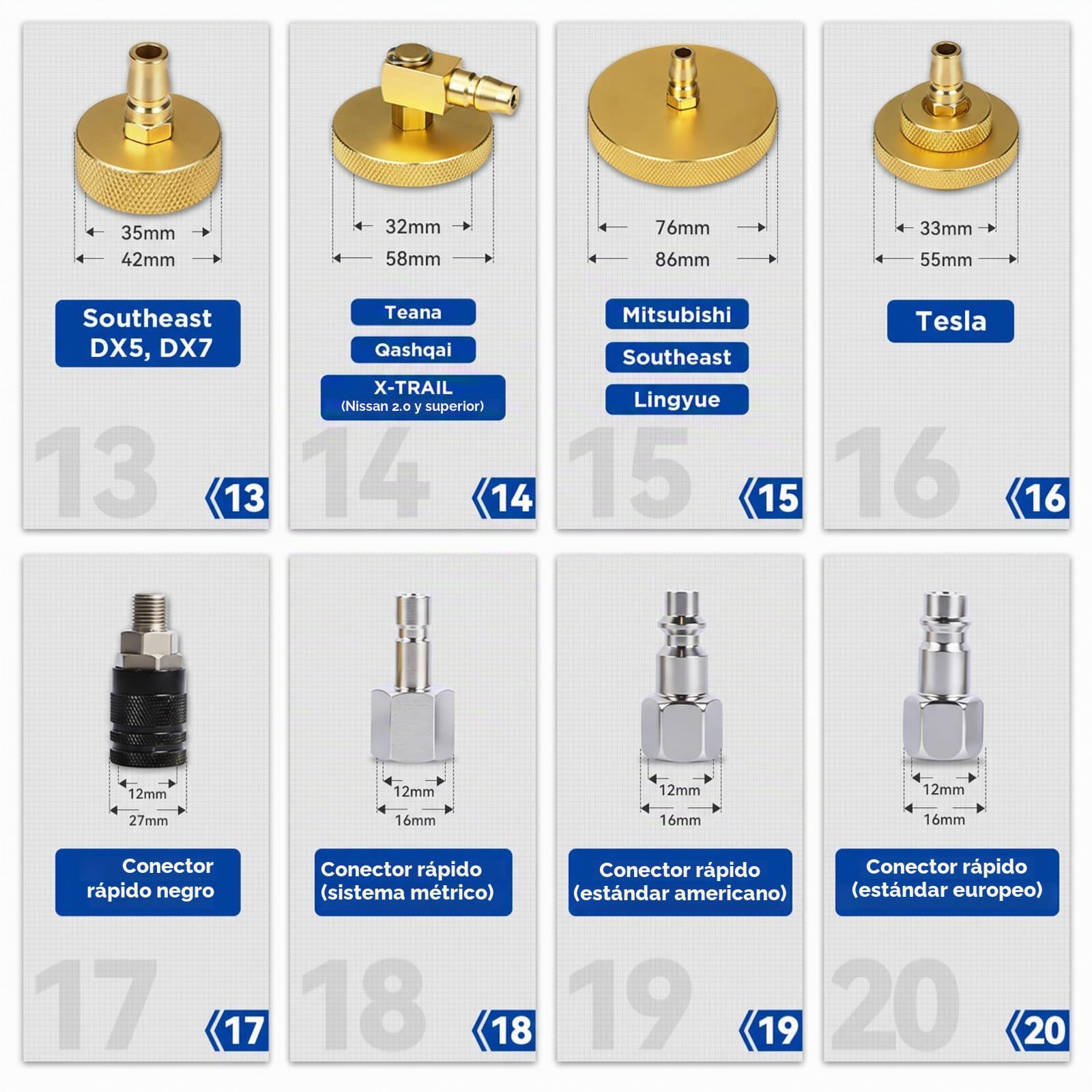 BELEY 20PCS Kit Adaptadores Purga Frenos con 3 Acoples Universales, Juego Herramientas Purga Cilindro Maestro para Purificador Frenos Automóvil