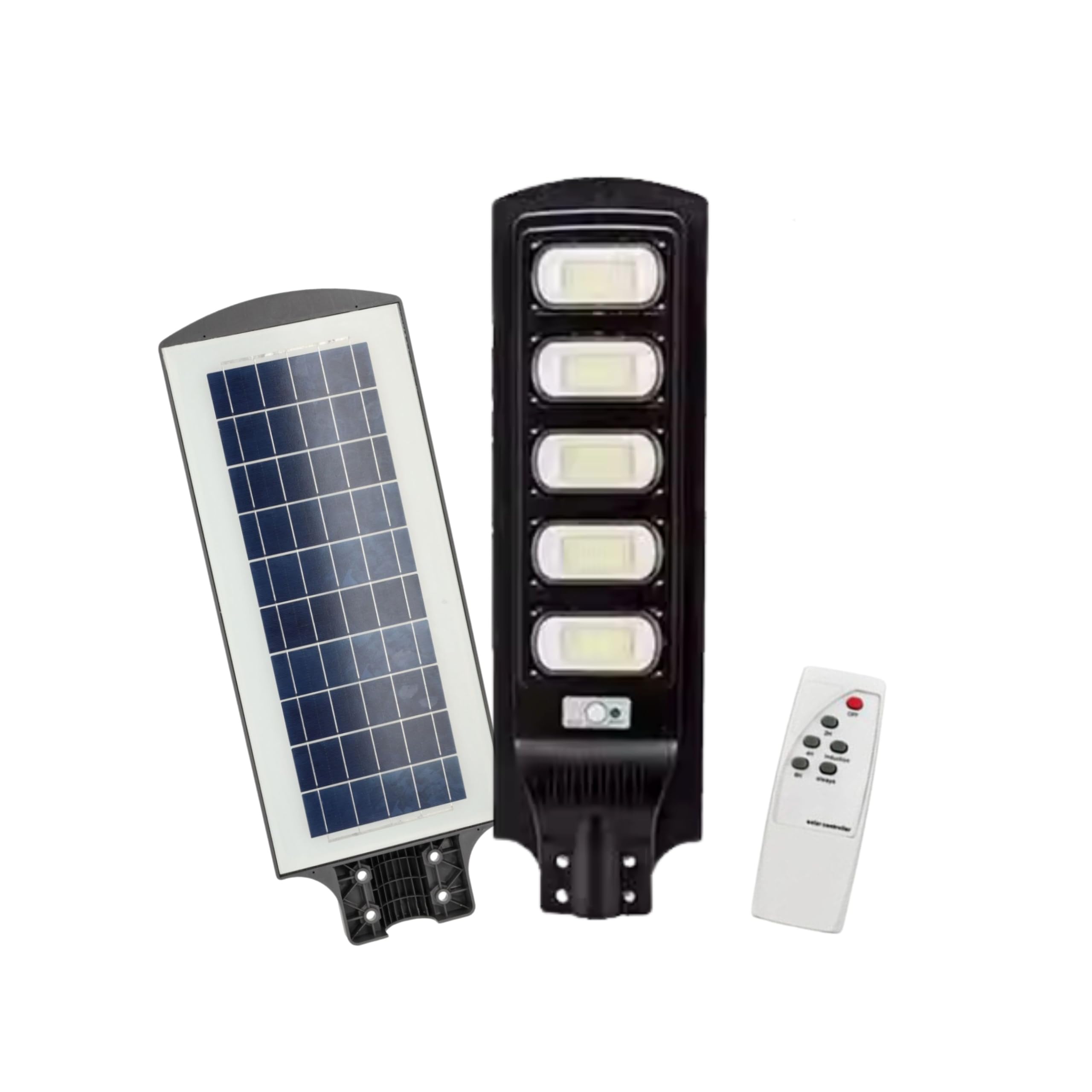 YASTA Lampione Solare Led Esterno 300 Watt Luci Da Esterno Giardino Luce Fredda Crepuscolare e Sensore di Movimento con Telecomando Faro led Stradale con Pannello Solare