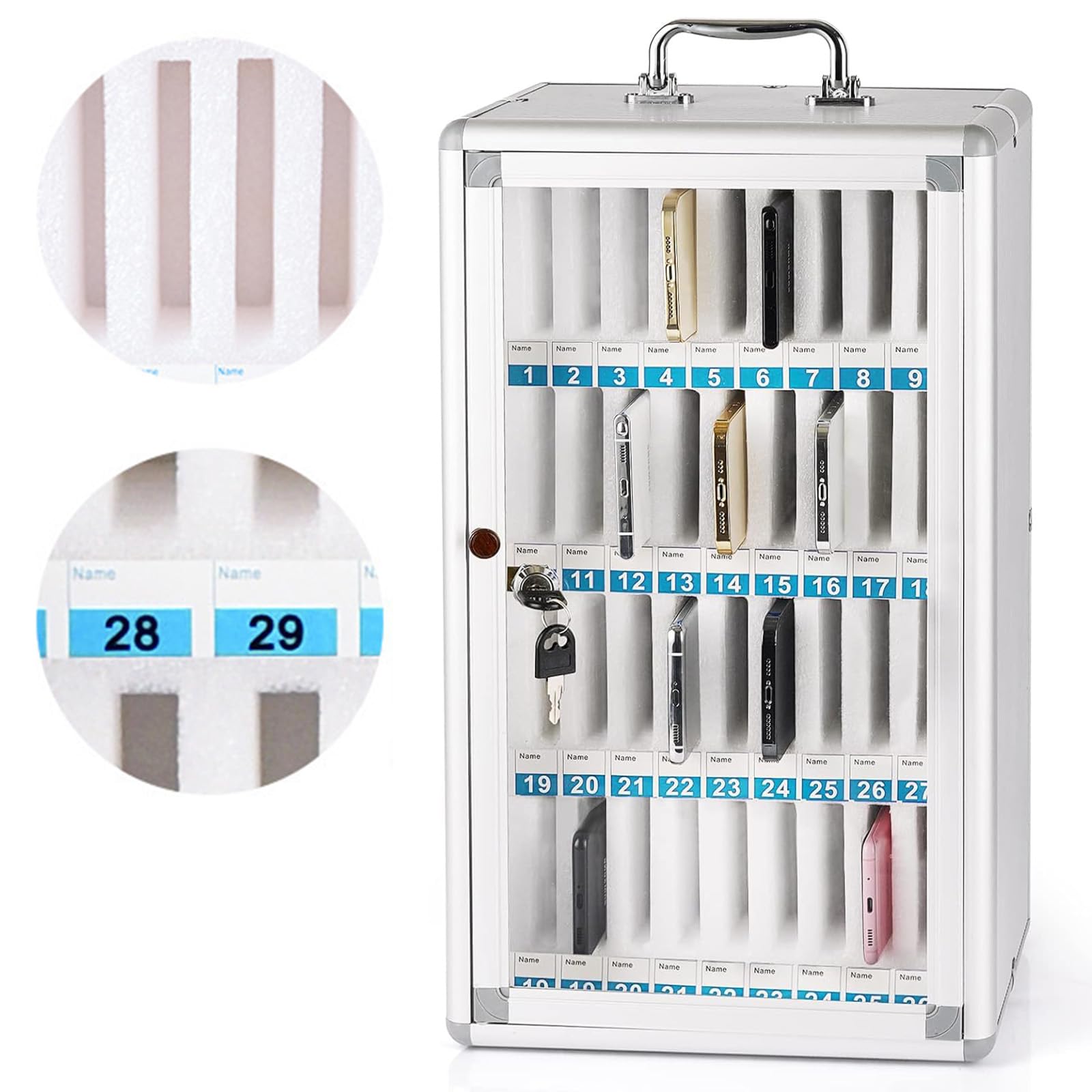 Caja de Almacenamiento para teléfono móvil, Armario de Almacenamiento para teléfono móvil, taquilla de Metal con Cerradura para aulas, Oficina, Iglesia, Gimnasio (36 Ranuras)
